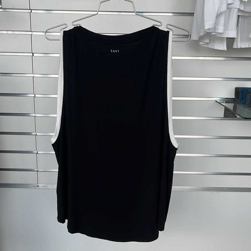 Tavi, High Neck Muscle Tank, Black & White